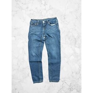 Aeropostale Womens Skinny Jeans Medium Wash Blue Denim Size 4 Short 4S Stretch